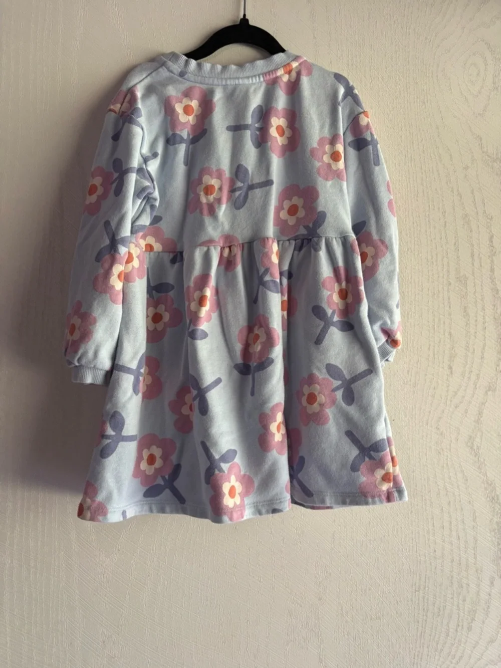 Cat & Jack Blue Floral Long Sleeve Twirl Dress with Pink & Purple Flowers 4T
